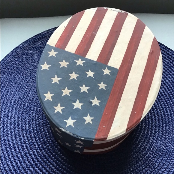 🇺🇸Vintage Rustic Stars & Stripes Patriotic Oval Box - Picture 6 of 9